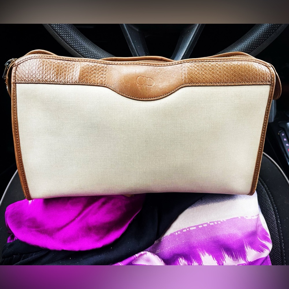 Dior Vintage Canvas and Leather Clutch Pristine